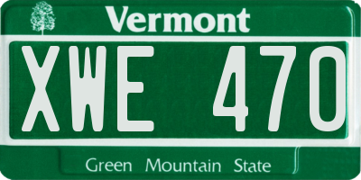 VT license plate XWE470