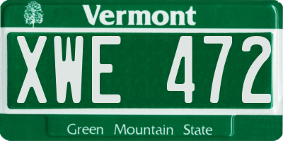 VT license plate XWE472