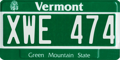 VT license plate XWE474