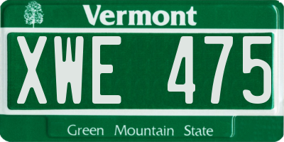 VT license plate XWE475