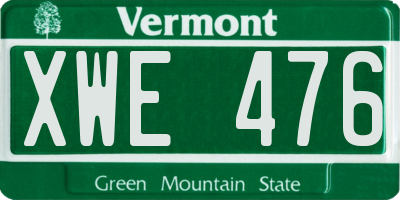 VT license plate XWE476