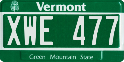 VT license plate XWE477