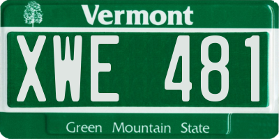 VT license plate XWE481
