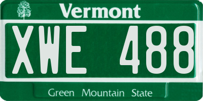 VT license plate XWE488