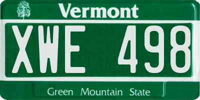 VT license plate XWE498