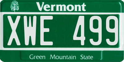 VT license plate XWE499