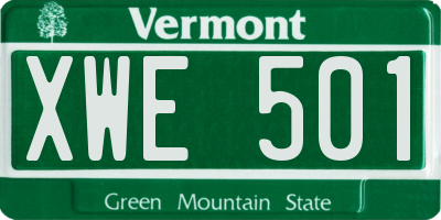 VT license plate XWE501