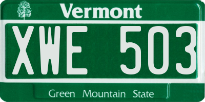VT license plate XWE503