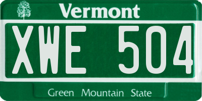 VT license plate XWE504