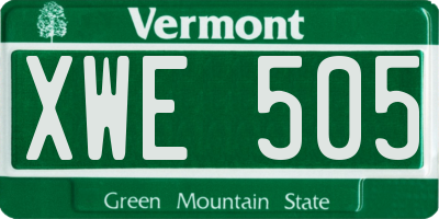 VT license plate XWE505