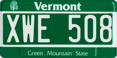 VT license plate XWE508