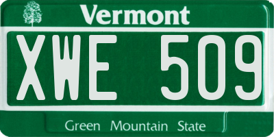 VT license plate XWE509