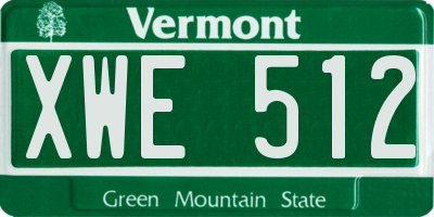 VT license plate XWE512