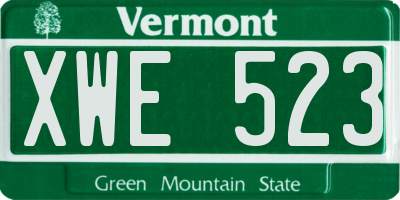 VT license plate XWE523
