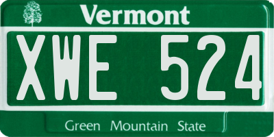 VT license plate XWE524