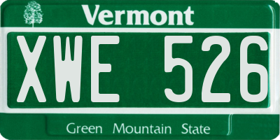 VT license plate XWE526