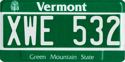 VT license plate XWE532