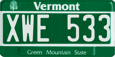 VT license plate XWE533
