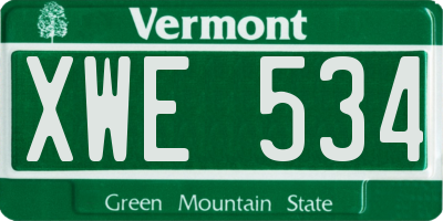 VT license plate XWE534