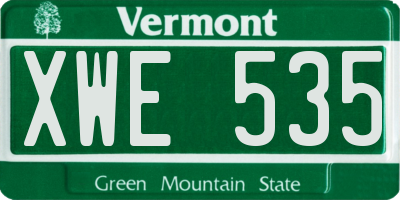 VT license plate XWE535