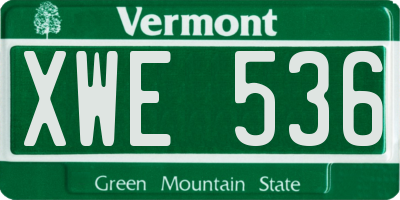VT license plate XWE536