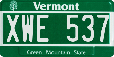 VT license plate XWE537