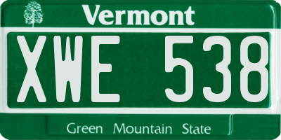 VT license plate XWE538