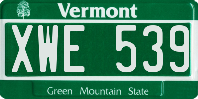VT license plate XWE539