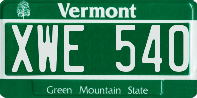 VT license plate XWE540
