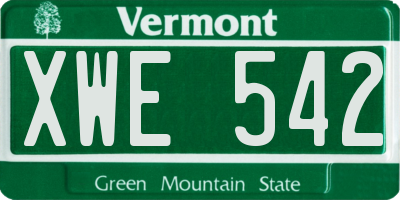 VT license plate XWE542