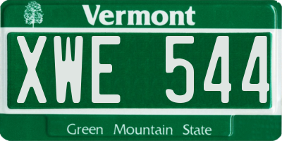 VT license plate XWE544