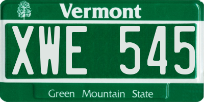 VT license plate XWE545