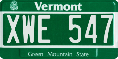 VT license plate XWE547