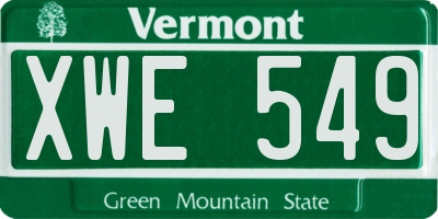 VT license plate XWE549