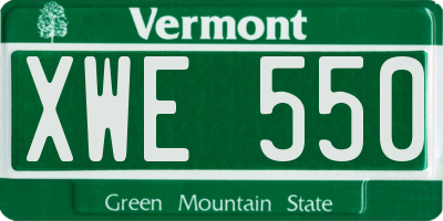 VT license plate XWE550