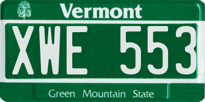 VT license plate XWE553