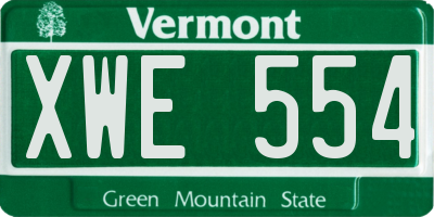 VT license plate XWE554