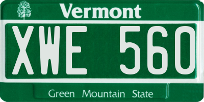 VT license plate XWE560