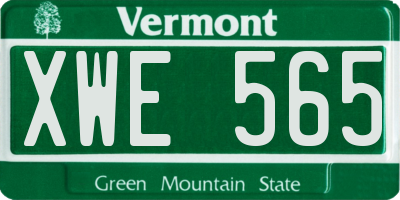 VT license plate XWE565