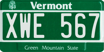 VT license plate XWE567