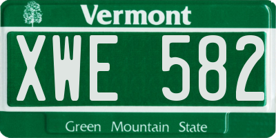 VT license plate XWE582