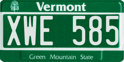 VT license plate XWE585