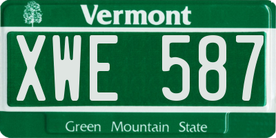 VT license plate XWE587