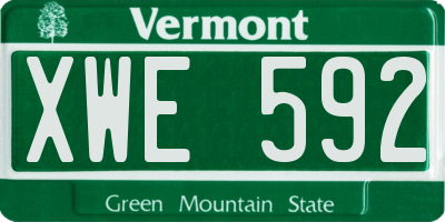 VT license plate XWE592