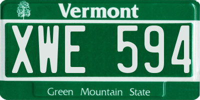 VT license plate XWE594