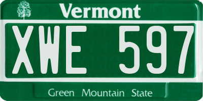 VT license plate XWE597