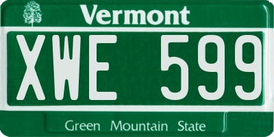 VT license plate XWE599