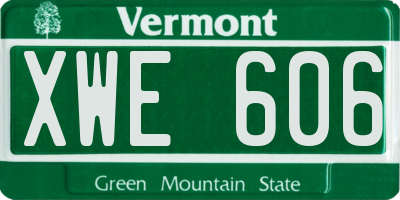 VT license plate XWE606