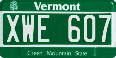 VT license plate XWE607