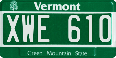 VT license plate XWE610